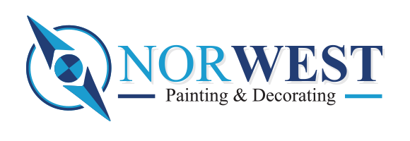 A black and blue logo for norwalk painting & decorating.